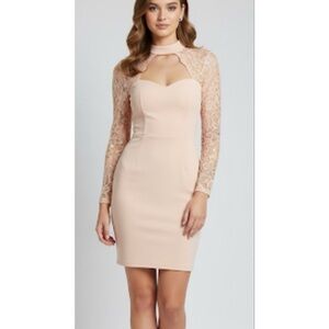 NEW with Tags Weekend MaxMara Pink High Choker Lace Sleeves Evening Dress Size 2